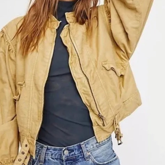 Free People Poet Oversized Khaki Moto Jacket - Picture 8 of 8